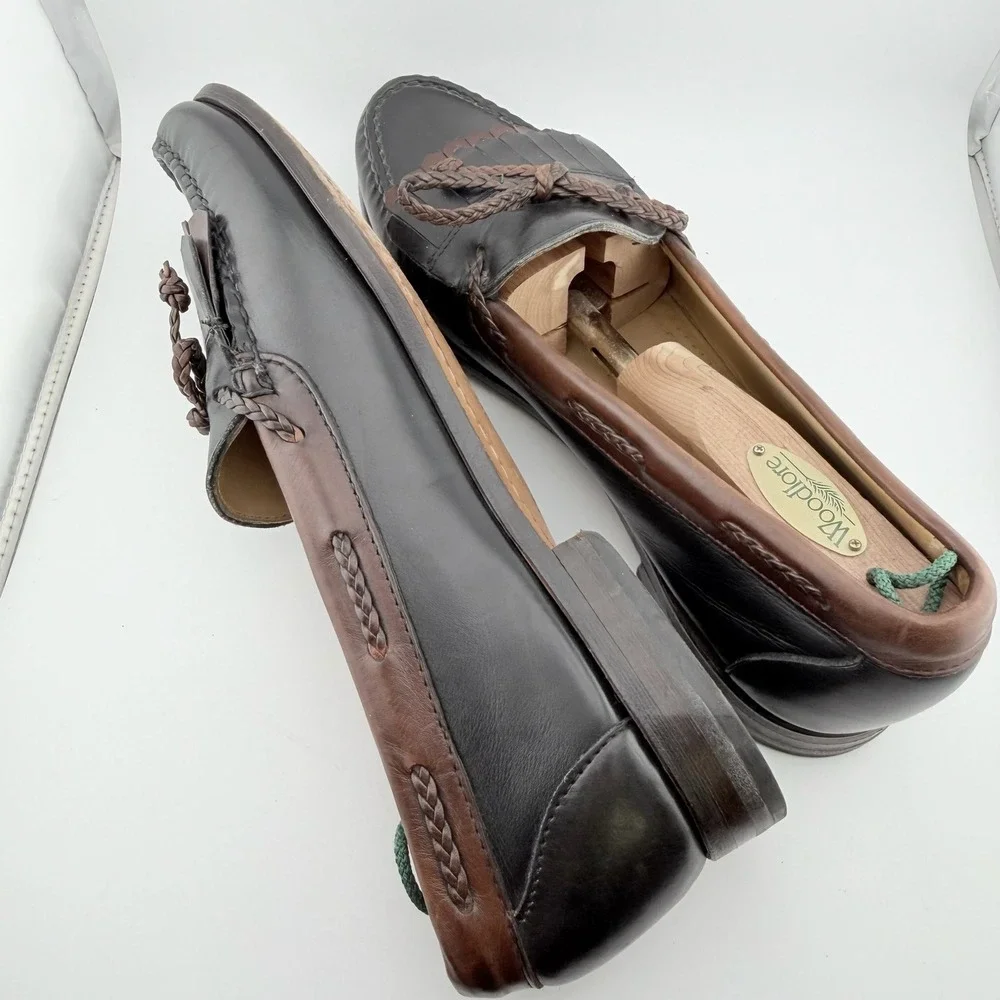 Allen Edmonds Woodstock Loafers 10.5B Black Brown Excellent Kiltie Leather 47212